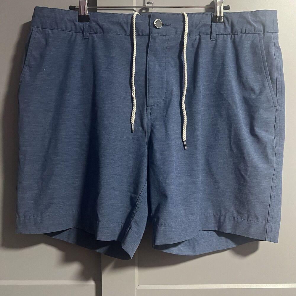 Faherty Men All Day Shorts Flat Front Chino 6.5” Inseam Blue 38 Polyester Blend